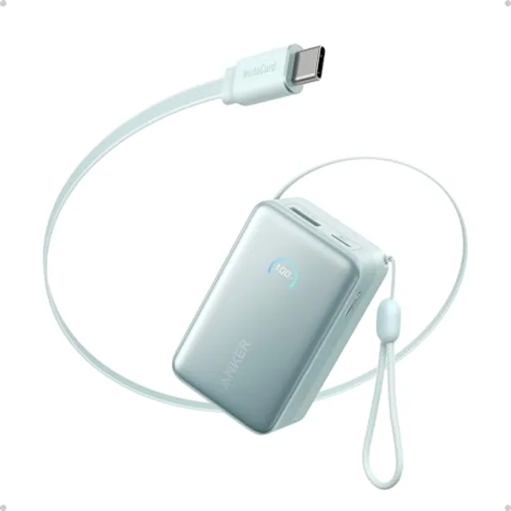 Anker Nano Powerbank, 10.000mAh Externer Akku mit 45W Max und 70cm Einzugskabel, Smart-Display, für iPhone 17/16, iPad, Galaxy, Pixel und mehr