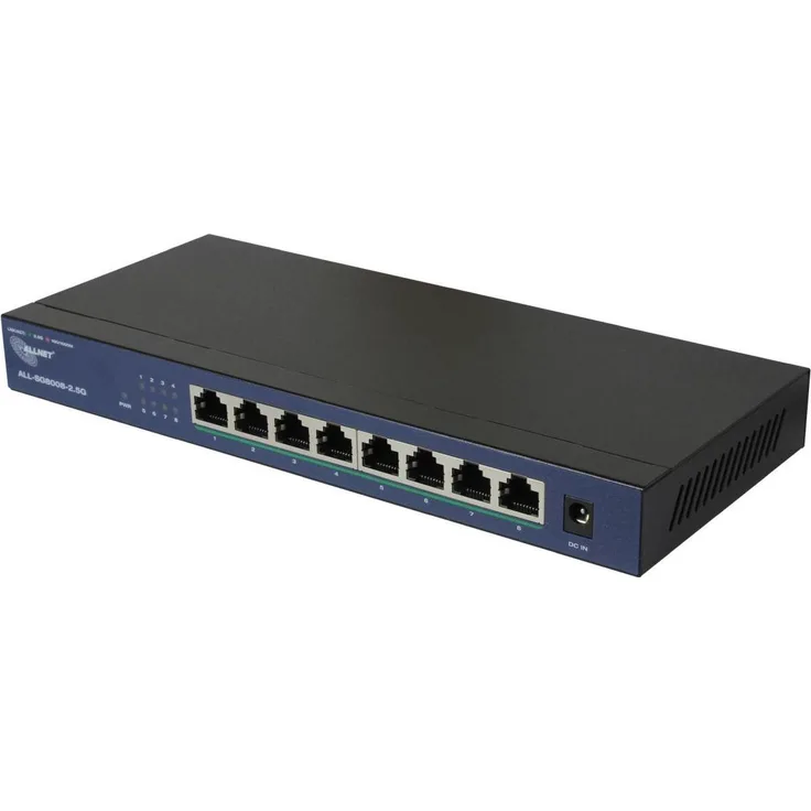 Allnet ALL-SG8008-2.5G, Unmanaged 8-Port Netzwerk Switch mit 2,5 GBit/s, lüfterlos und Plug-and-Play