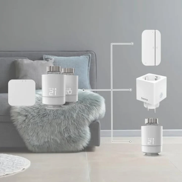 HAMA WLAN Heizkörperthermostat Starter-Set, 2x Smarte Heizungssteuerung mit Zentrale, weiß, kompatibel mit Amazon Alexa und Google Assistant – Bild 3