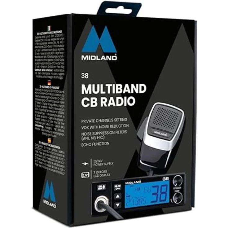 Midland 38 CB-Funkgerät, mit 5"-LCD-Display, 12/24 V, Rauschunterdrückung und VOX-System – Bild 4
