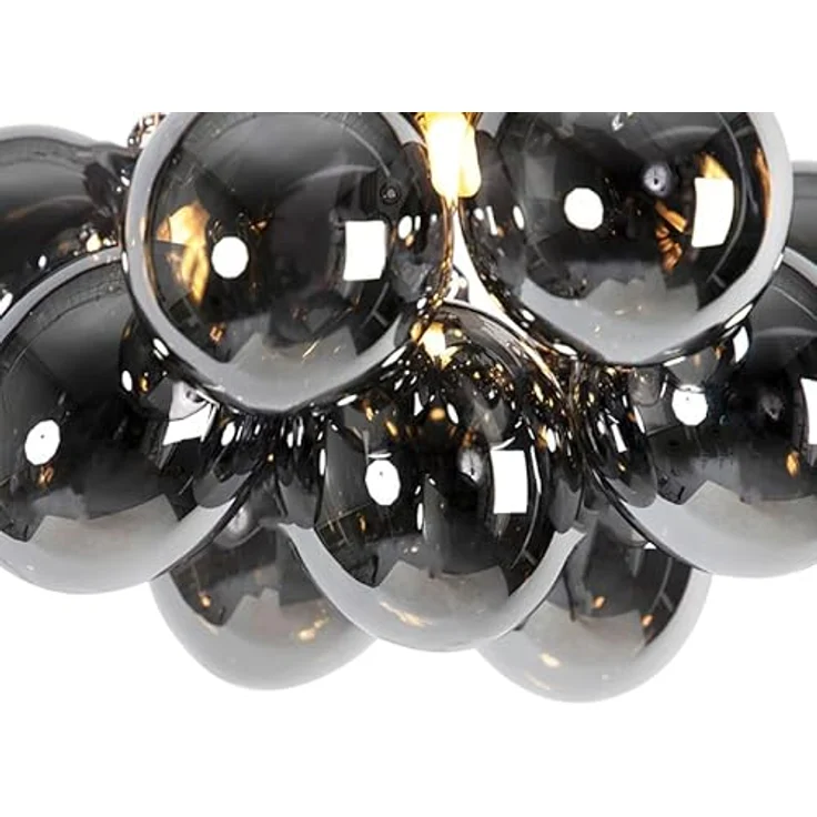 Qazqa - Design Deckenleuchte schwarz mit Rauchglas 3-flammig - Uvas LED geeignet G9 – Bild 5