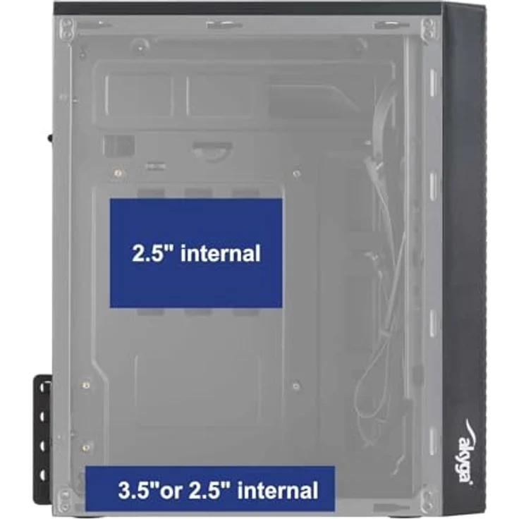 Akyga AK36BK, Micro Tower PC-Gehäuse in Schwarz, kompatibel mit Micro ATX, Flex ATX und Mini ITX, Platz für 3 Festplatten, 2 x USB 3.0/2.0 Anschlüsse – Bild 7