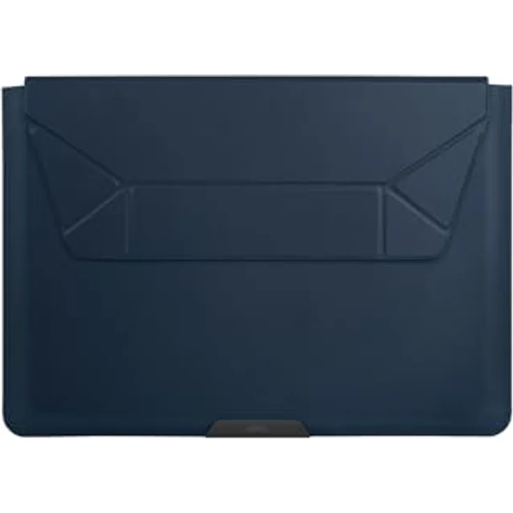 UNIQ Oslo Sleeve und Laptop-Ständer, ergonomischer 25º-Winkel, spritzwassergeschütztes Kunstleder, für Laptops bis 14 Zoll, Blau – Bild 1