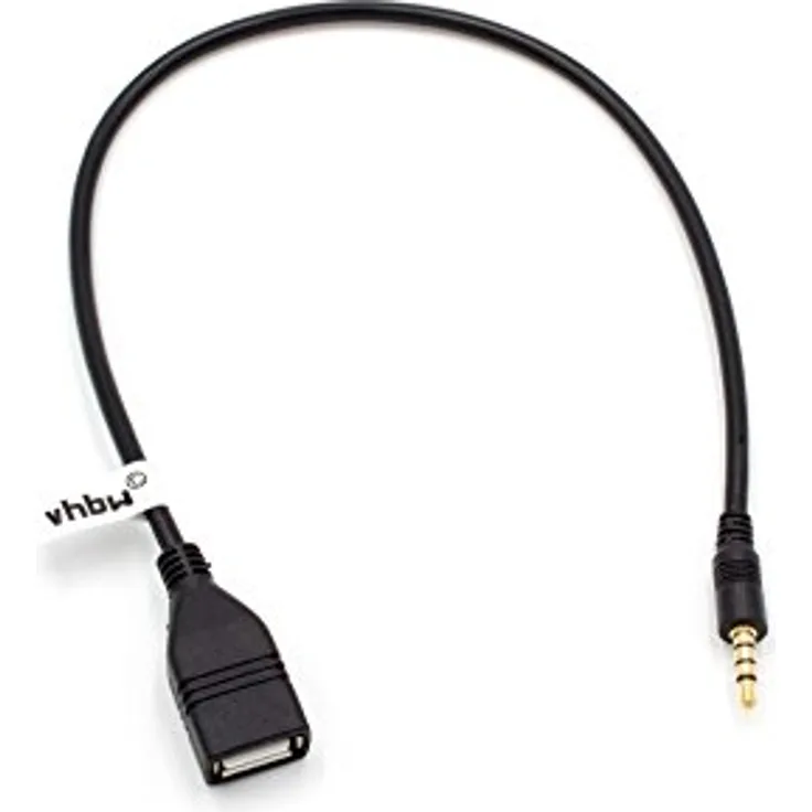 vhbw OTG Adapter - USB Buchse auf AUX Stecker, Schwarz, ideal für Smartphones und Tablets