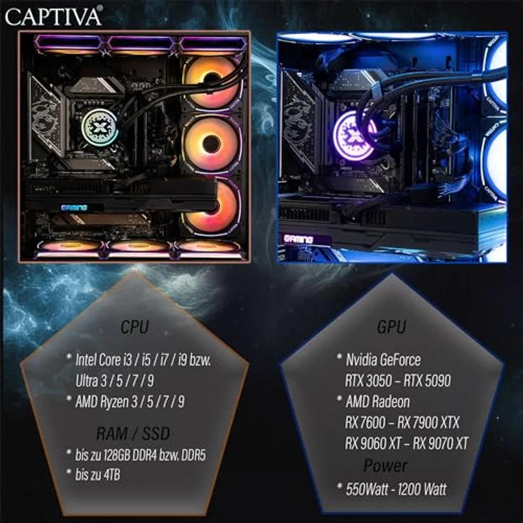 Captiva Highend Gaming I89-020, Desktop-PC mit Intel Core i9-14900KF, 64 GB DDR5-RAM, 2000 GB M.2 SSD, NVIDIA GeForce RTX 5080, Schwarz – Bild 7
