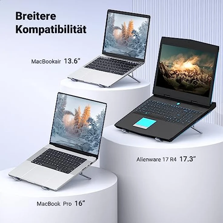 UGREEN Aluminium Laptop Ständer Höhenverstellbar 5 Stufen Laptopständer Notebook Ständer Belüftet Ergonomisch kompatibel mit MacBook Air Pro Asus Acer Lenovo HP Dell 17.3 Zoll – Bild 4