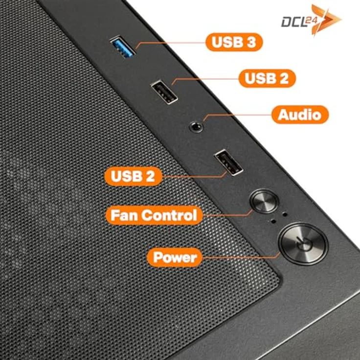 DCL24.DE Gamer PC Ryzen 5 5500, RTX3050, 16GB RAM, 500GB SSD, schwarz mit RGB LED Gehäusebeleuchtung – Bild 2