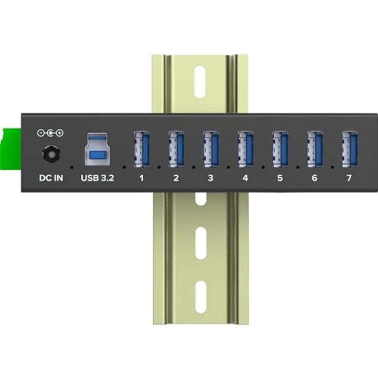 InLine USB 3.2 Gen.1 Industrie-Hub 7 Ports, aktiver Aluminium-Hub mit Netzteil, DIN-Schienen-Montage, 5Gb/s, Schutzfunktionen, 33456B – Bild 4
