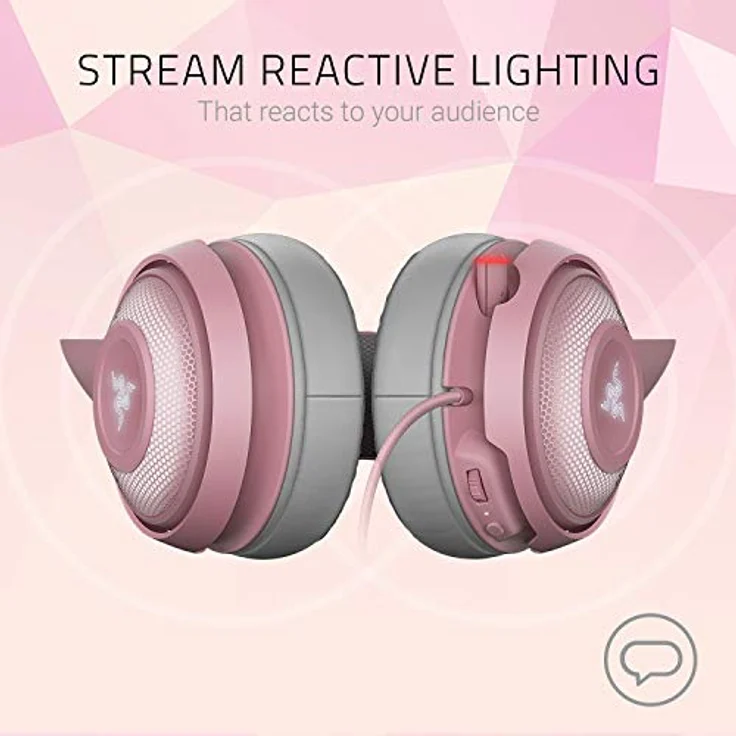 Razer Kraken Kitty Gaming Headset (Das Katzenohren-Headset mit RGB Chroma-Beleuchtung, Mikrofon mit aktiver Rauschunterdrückung, THX Spatial Audio, Bedienelemente an der Ohrmuschel) Pink-Quartz – Bild 3