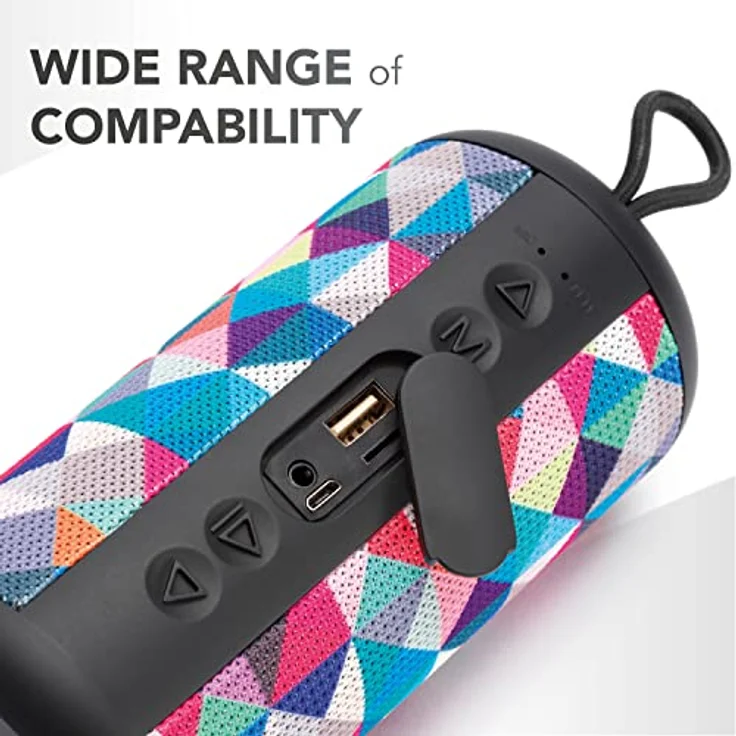 Music Sound | Speaker Vertical | Tragbarer Bluetooth 5.0-Lautsprecher – 5 Watt Leistung – Micro-SD-Steckplatz – Bluetooth-Reichweite 10 Mt. Akkulaufzeit 4h und Ladezeit 1,5h - Fantasie Dreiecke – Bild 3
