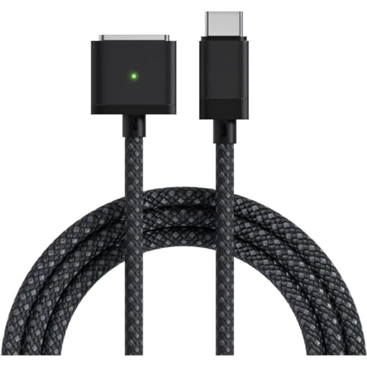 MMOBIEL USB-C auf Magnetisches 3 Kabel, 2m, 140W Schnellladen, kompatibel mit MagSafe 3 für MacBook Pro/Air, strapazierfähig, schwarz