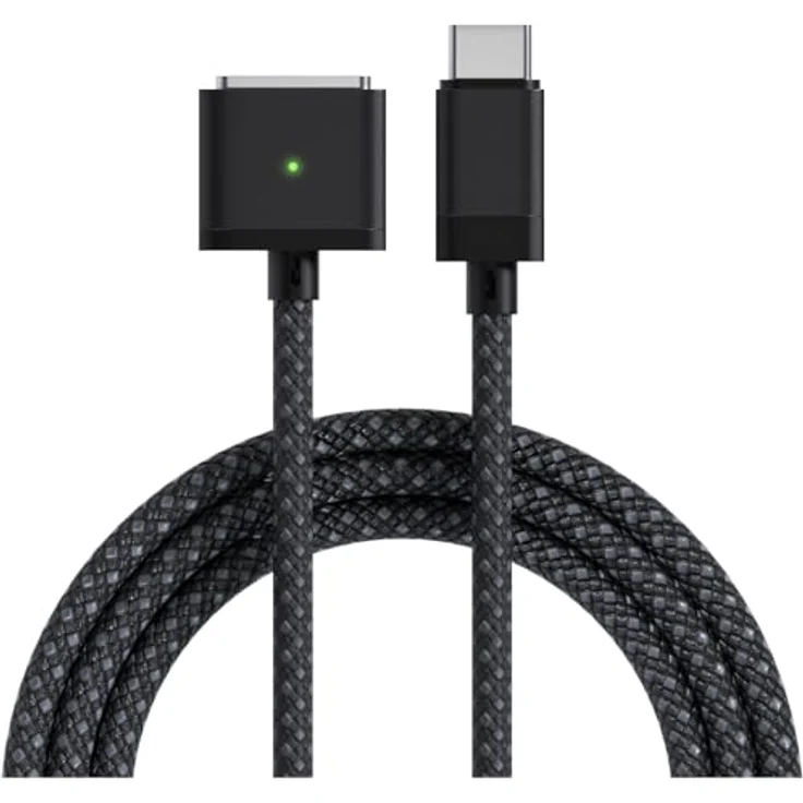 MMOBIEL USB-C auf Magnetisches 3 Kabel, 2m, 140W Schnellladen, kompatibel mit MagSafe 3 für MacBook Pro/Air, strapazierfähig, schwarz – Bild 1