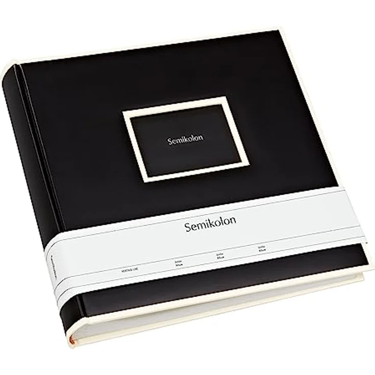 Semikolon 351099 Jumbo Album – 30x30 cm, 100 Seiten cremefarben, für 10x15 Fotos, mit Pergaminpapier – black schwarz – Bild 1