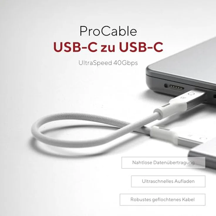 Linq Connects USB4 PRO USB-C Kabel, 0,3m, 40Gbps, 8K/60Hz, 240W Schnellladen, robust – Bild 3