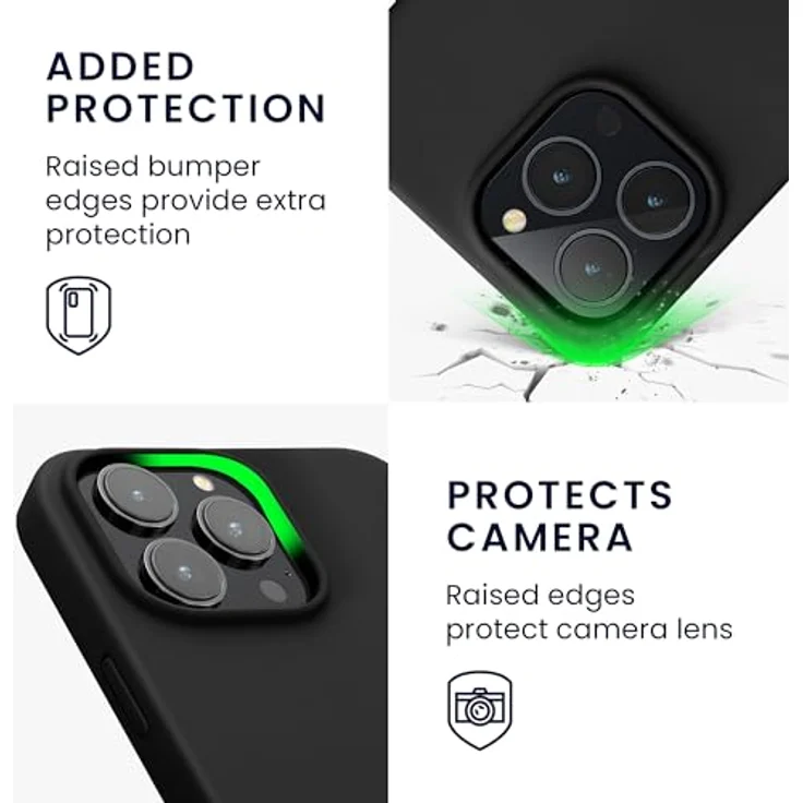 kwmobile Handyhülle für iPhone 14 Pro Max - Silikon Case mit Anti-Rutsch und kabellosem Laden, Schwarz matt – Bild 3