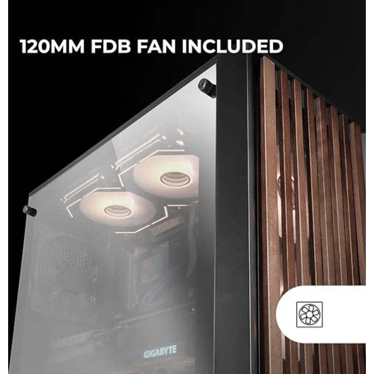Mars Gaming MC-WOOD PC-Tower-Gehäuse, Midi-Tower mit Holzfront und gehärtetem Glas-Seitenfenster, Unterstützung für Flüssigkeitskühlung bis zu 360mm, Schwarz – Bild 4