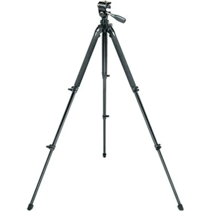 Bushnell 60 black Advanced Dreibeinstativ, drei-Wege-Panoramakopf mit Schwenk- und Kippgriffen, einstellbare Beinwinkel, schwarz