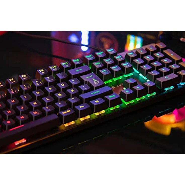 Surefire Kingpin M2 Mechanische Gaming Tastatur Französisch, Gaming Multimedia Keyboard Full Size, RGB-Tastatur mit Beleuchtung, 100% Anti-Ghosting-Tasten, französisches Layout AZERTY – Bild 5