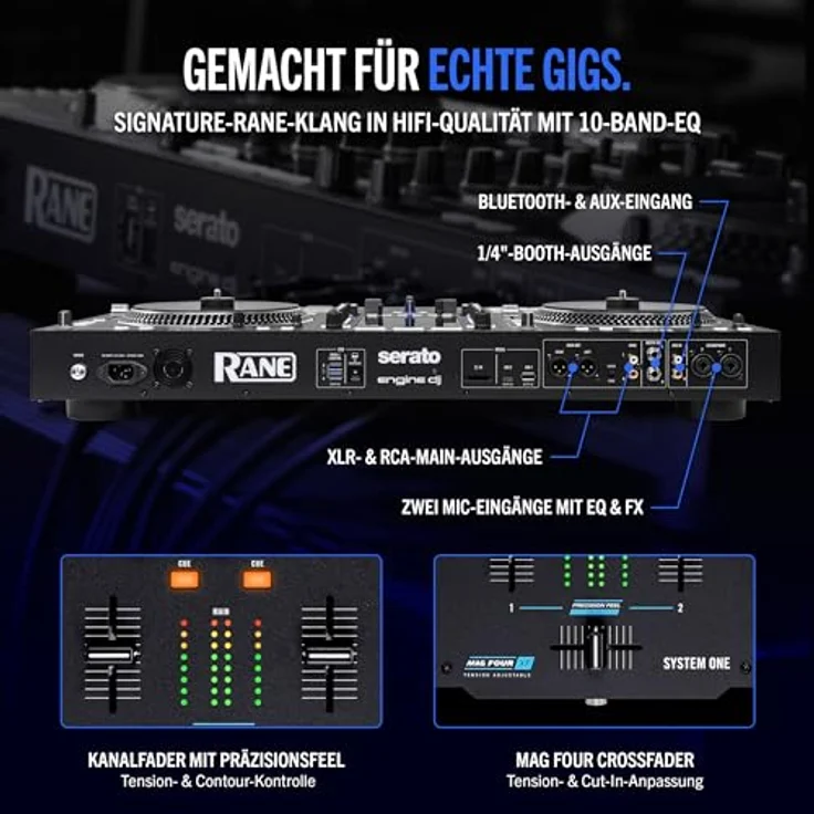 Rane System One, 2-Deck Standalone DJ-Controller mit Wi-Fi Streaming, 7" Touch-Display und motorisierten Plattentellern – Bild 10