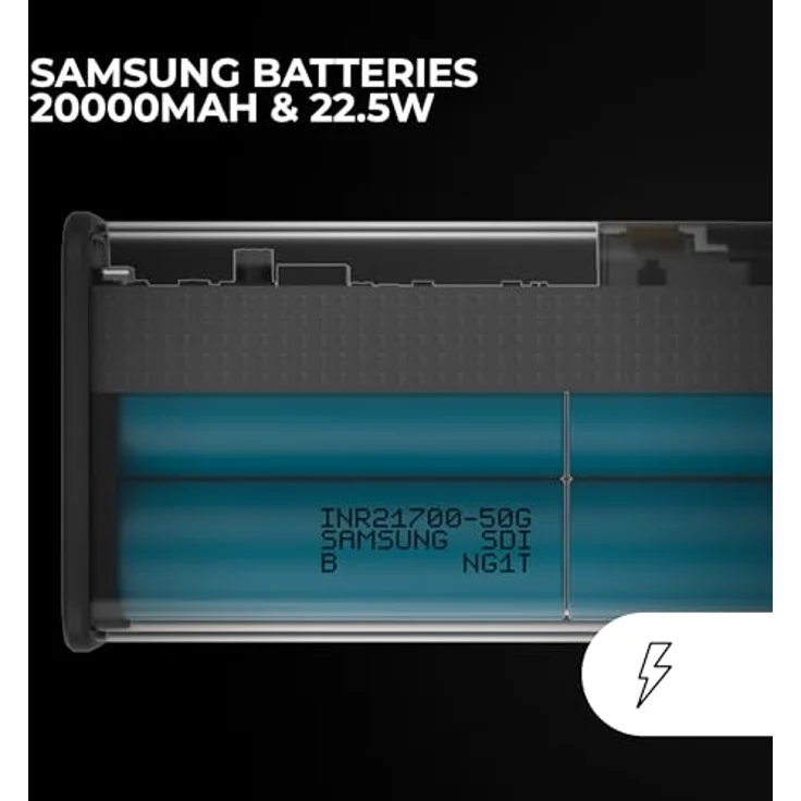 MARSGAMING MPK-20K Power Bank 22.5W, Samsung 20000mAh Batterien, QC3.0 & PD3.0 Schnellladung, Smart Display, Schwarz – Bild 2