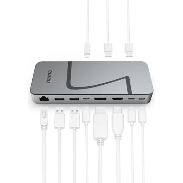 HAMA Connect2Office Speed 8 Ports Docking Station, Grau mit 10 Anschlüssen, 8K Unterstützung und USB-C Ladefunktion – Bild 8