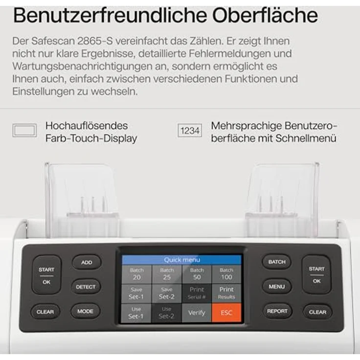 Safescan Geldschein-Zählgerät -'-'Safescan 2685-S-'-', grau Geschwindigkeit: 1.200 Scheine-Minute, 7-fache Falschgelder - 1 Stück (112-0648) – Bild 7