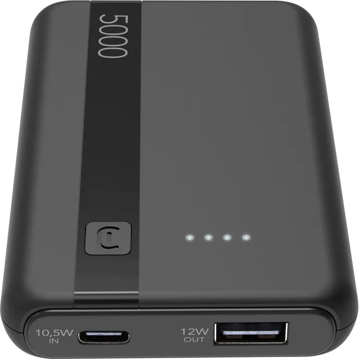 Cellularline PBENTRY5000K Powerbank Lithium-Ion (Li-Ion) 5000 mAh Schwarz, Kompakte und leistungsstarke Powerbank