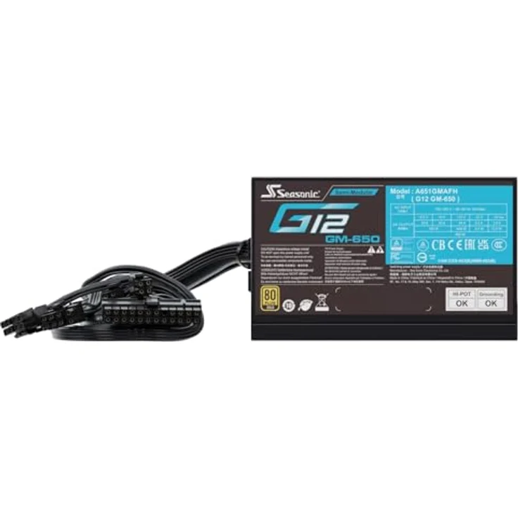 Seasonic G12 GM 80 PLUS Gold Netzteil, halbmodular - 650 Watt, schwarz - Effizientes ATX-Netzteil mit intelligenter Lüftersteuerung – Bild 5
