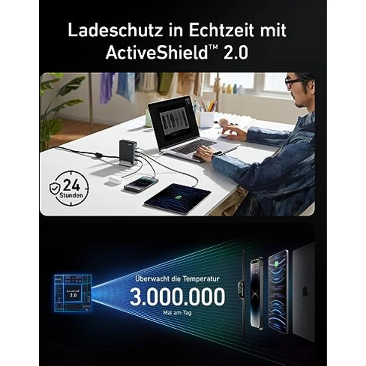 240W Anker USB-C Ladegerät, Prime GaN Netzteil, 4-Port Schnellladegerät , Kompatibel mit MacBook Pro/Air, iPhone 15, iPad Pro, Galaxy S23/S22, Note 20 und mehr – Bild 4