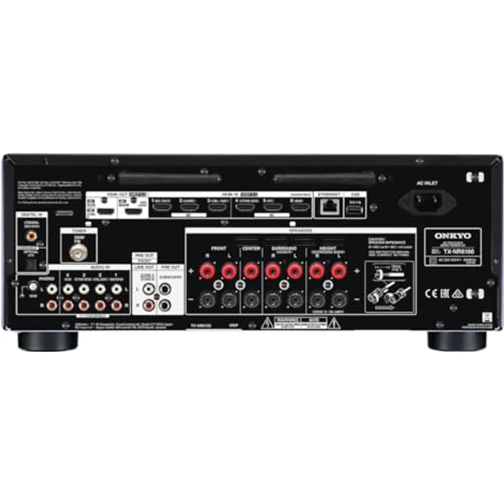 Onkyo TXNR6100M2 Aktion Verstärker mit THX® Certified Select, 8K Ultra HD, und Dolby Atmos, 5 GHz/2,4 GHz Dual-Band Wi-Fi® - Schwarz – Bild 4