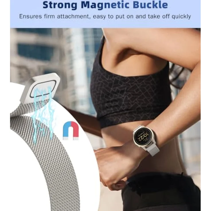 Astorgos 22mm Metall Armband für Garmin Fenix 8 47mm, atmungsaktives Edelstahl-Mesh mit magnetischem Schnallendesign, wasserfest und anpassbar für Handgelenke von 5,5" bis 8,6" – Bild 4