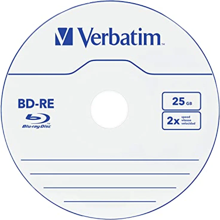 Verbatim BD-RE Single Layer Blu-ray Rohlinge 25 GB, Blu-ray-Disc mit 2-facher Schreibgeschwindigkeit, mit Kratzschutz, 10er-Pack Spindel, Blu-ray-Disks für Video- und Audiodateien – Bild 2