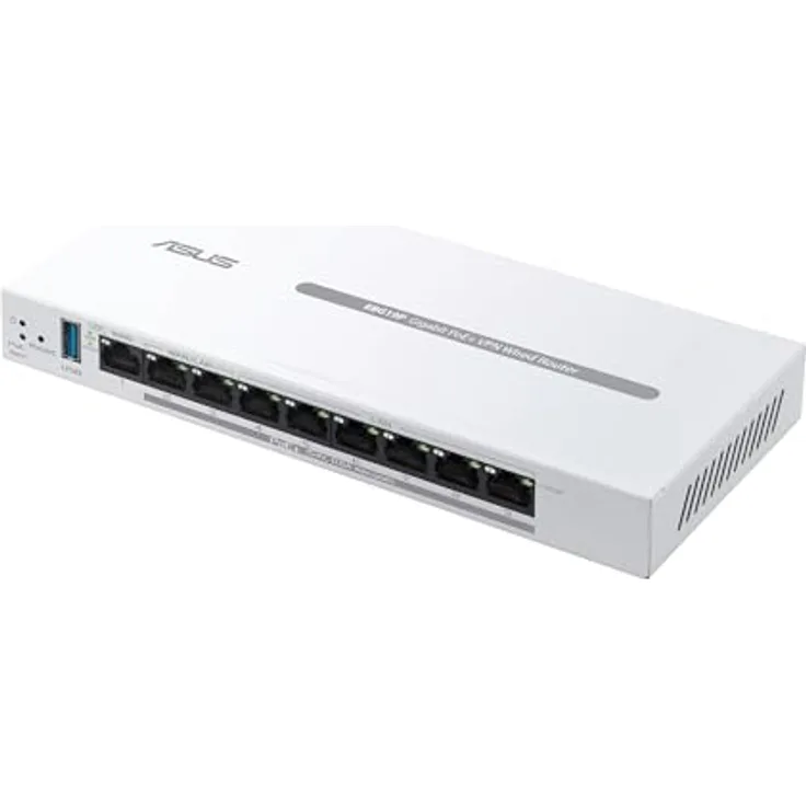 ASUS Expert WiFi EBG19P Gigabit PoE+ VPN kabelgebundener Router (8 PoE+ Ports, 123W, bis zu 3 WAN-Ethernet-Ports + 1 USB-WAN, kommerzielle Netzwerksicherheit, Verwaltung per ExpertWiFi-App) - Sicherer und leistungsstarker Netzwerkrouter mit PoE-Funktion