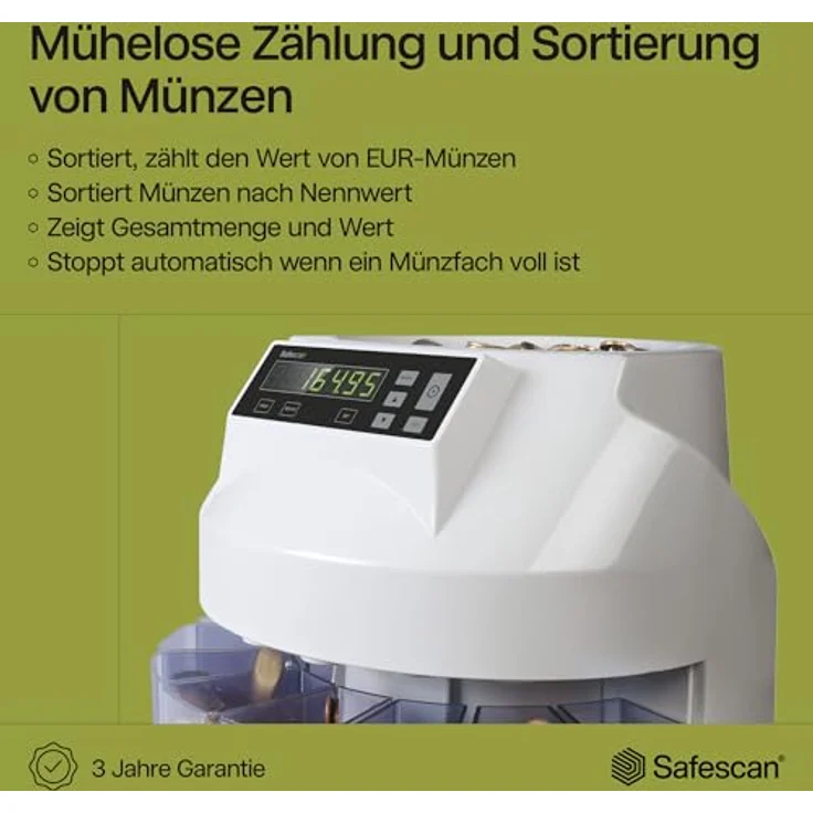 Safescan Euro-Münzzählgerät Safescan 1250, grau – Bild 2