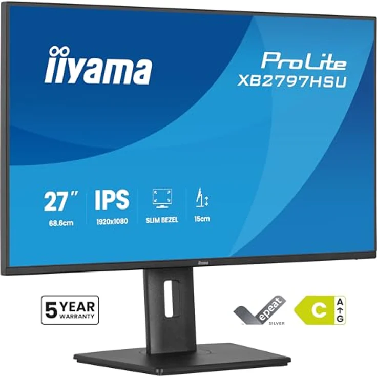 iiyama Prolite XB2797HSU-B1 27" IPS LED-Monitor, Full-HD 120Hz, HDMI, DP, USB-C, Höhenverstellung, schwarz – Bild 4