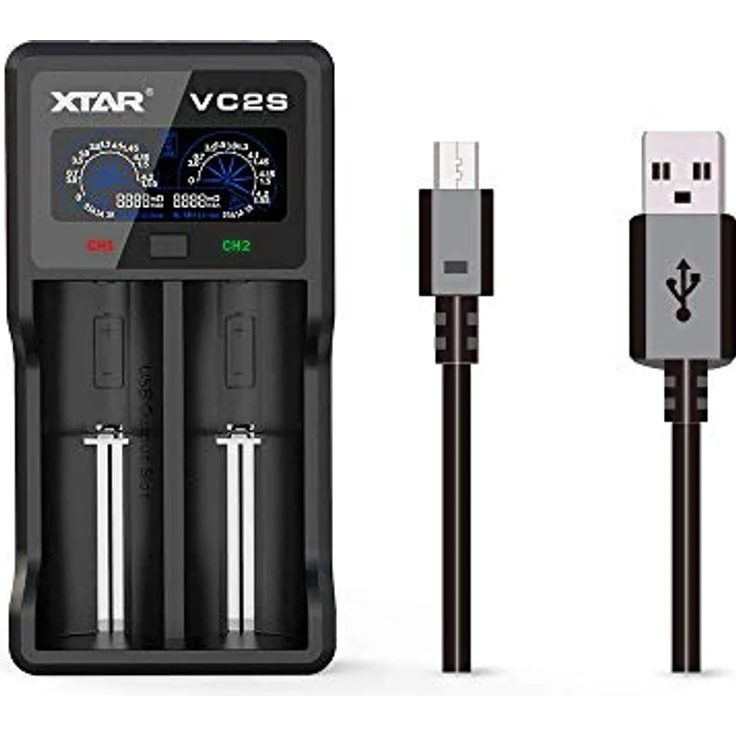 18650 Batterie ladegerät XTAR VC2S VC2 2019 Verbesserte LCD-Anzeige mit Power Bank-Funktion und überprüfen Sie die Echtheit der Batterien für 18650 18700 20700 21700 22650 25500 26650 AAA A SC C – Bild 2