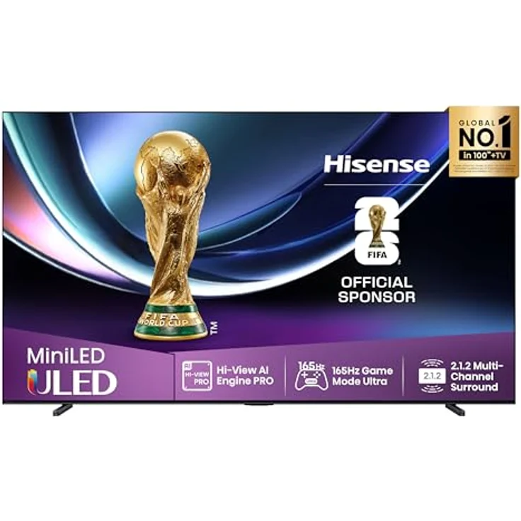 Hisense 100U7Q Pro, 100 Zoll 4K Mini LED Smart TV mit Hi-View AI Engine Pro, 165Hz Game Mode Ultra, Dolby Vision IQ Atmos und 2.1.2 ch. Surroundsound – Bild 1