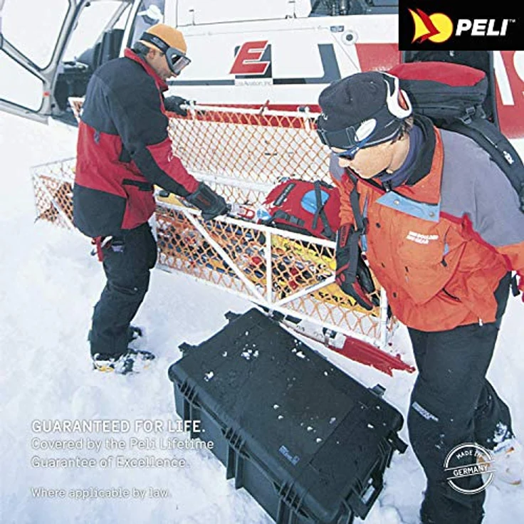 PELI 1650 Koffer, wasserdicht und bruchsicher mit Rasterschaumstoff und Noppenschaumstoff, schwarz – Bild 2