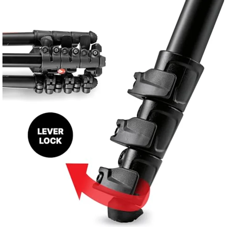 Manfrotto MKBFRLA-BH Befree Advanced Alpha Reisestativ QPL (Klemmverschluss), inkl. Kugelkopf und Tasche, speziell für Sony Kameras, Aluminium (Traglast: 8kg, Packmaß: 40cm, Gewicht: 1,59kg) – Bild 6