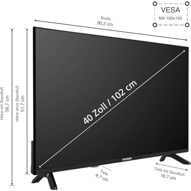 Telefunken QLED TV 40 Zoll Fernseher Full HD Android Smart TV (HDR, Triple-Tuner, Bluetooth) QF40AO750S, Schwarz – Bild 3
