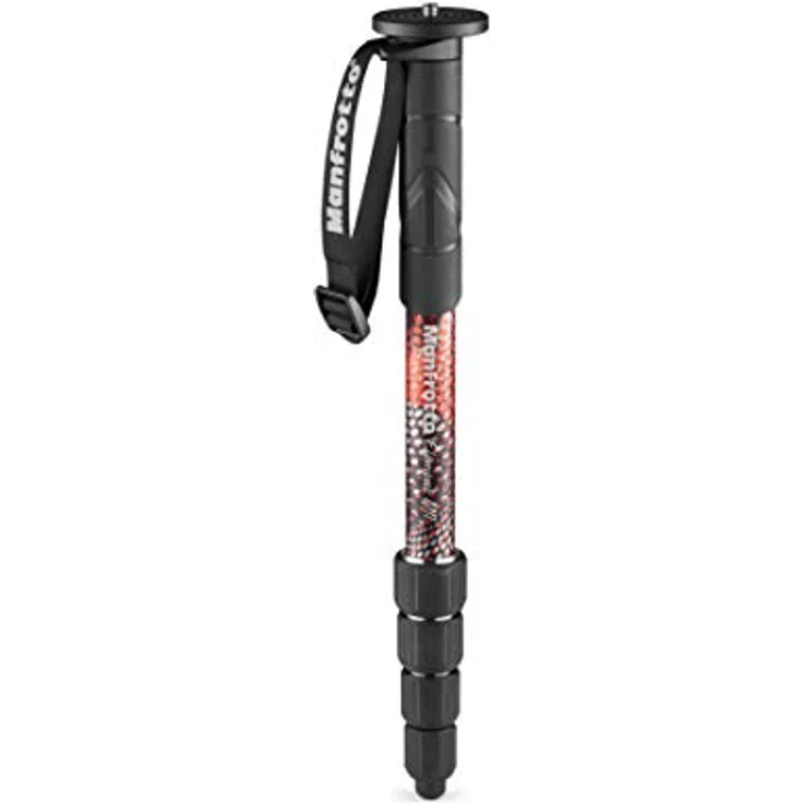 Manfrotto Element MII MMELMIIA5RD, leichtes Alu-Reise-Einbeinstativ, rot, 5 Segmente, Handgelenkschlaufe, Gummigriff, Drehverschlüsse, Traglast bis zu 15 kg, für Kompakt-, spiegellose und DSLR-Kameras – Bild 2