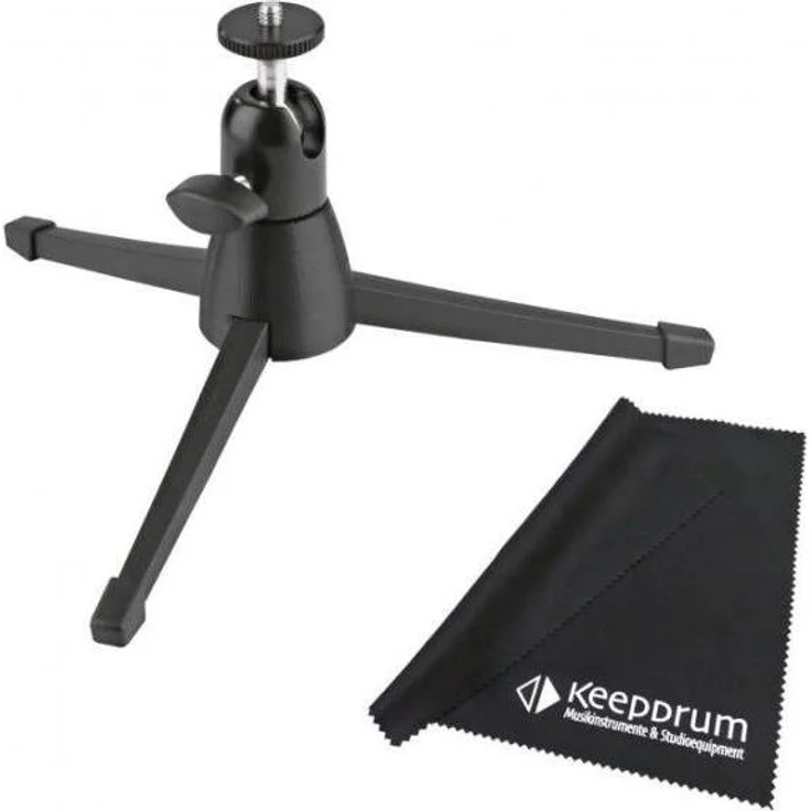 K&M 19783 Kamera-Tisch Stativ, kompaktes Stativ mit 360-Grad-Schwenkfunktion und Mikrofaser-Reinigungstuch