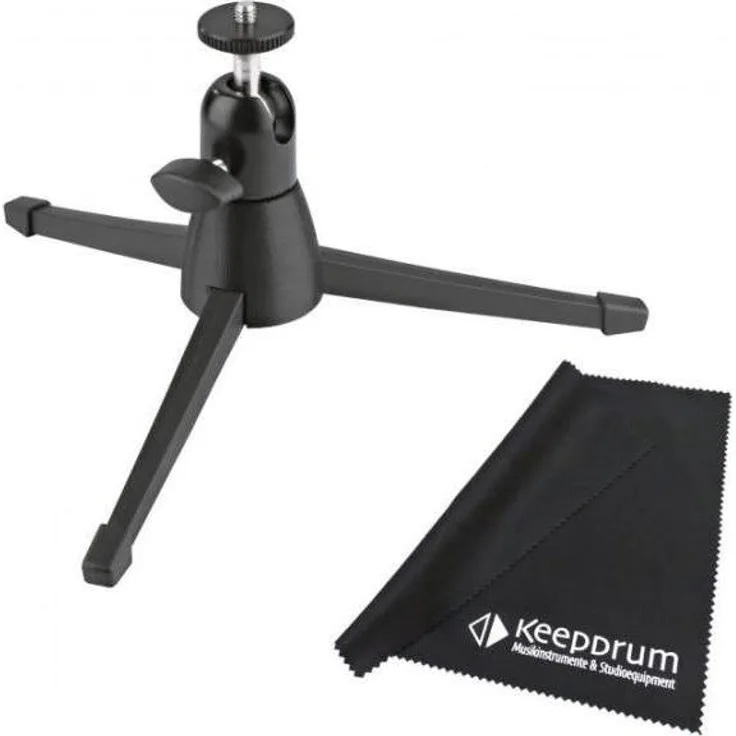 K&M 19783 Kamera-Tisch Stativ, kompaktes Stativ mit 360-Grad-Schwenkfunktion und Mikrofaser-Reinigungstuch