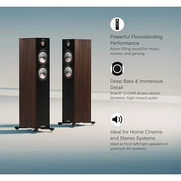 Monitor Audio Bronze 300 7G, Standlautsprecher mit Zweieinhalb-Wege-Design, Walnuss – Bild 2