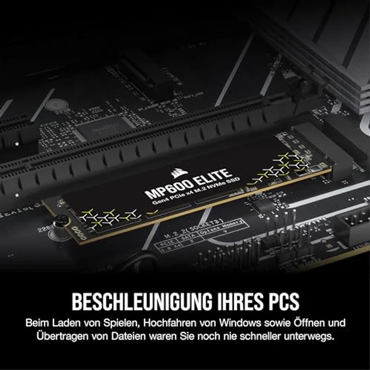 Corsair MP600 ELITE 2TB M.2 PCIe Gen4 x4 NVMe SSD - Bis zu 7.000MB/Sek. Lesegeschwindigkeit - High-Density 3D TLC NAND - Schwarz – Bild 3