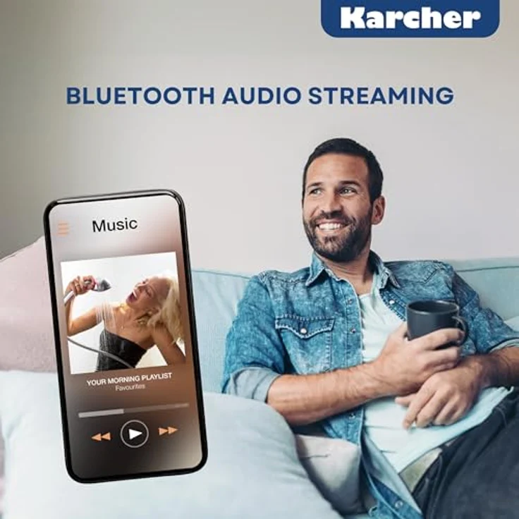Karcher RA 2038D-S, Küchenradio mit UKW/DAB+ Radio, Bluetooth, Dual-Alarm Wecker, Countdown-Timer und integrierter Leuchte, Silber – Bild 3