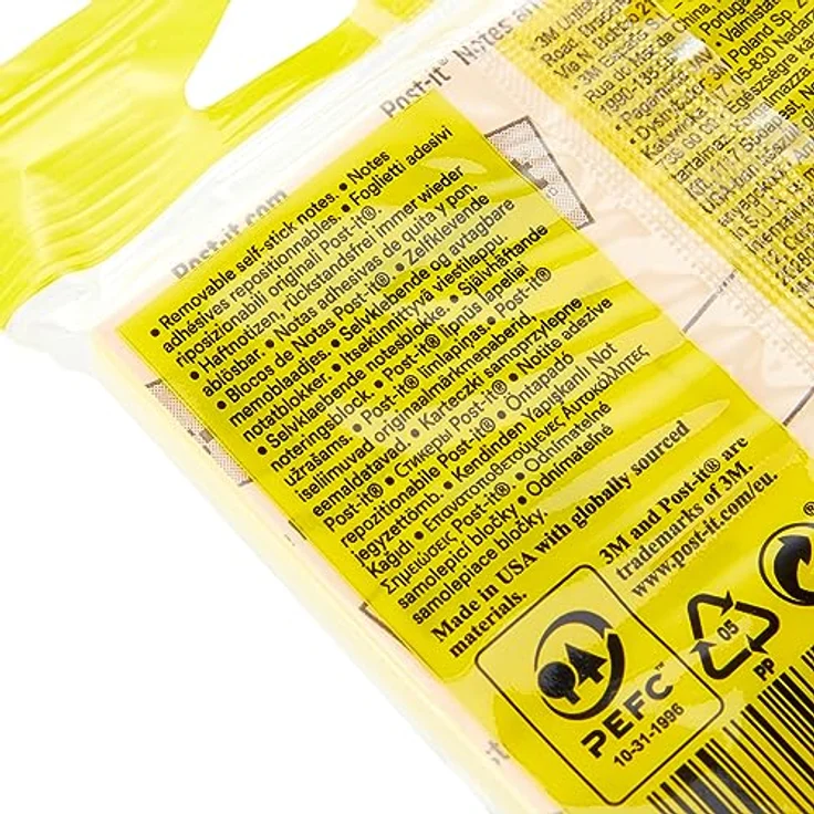 Post-it® Haftnotizblock 7100172243, Gelbe Haftnotizen 76 mm x 76 mm, 100 Blatt – Bild 2