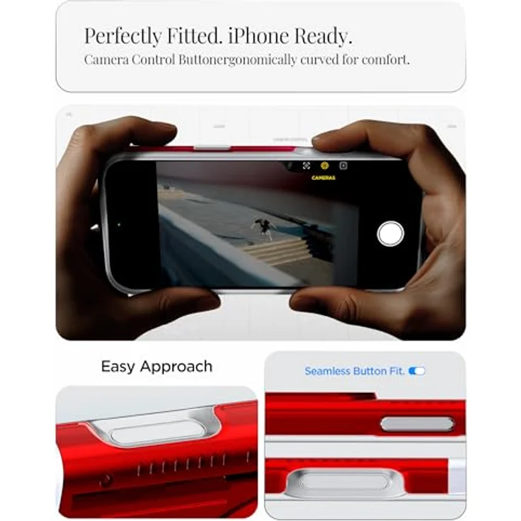 Spigen iPhone 17 Pro Hülle Classic C1 Retro-Futuristisches MagFit Case mit 6-Schicht-Struktur und Sound Tunnel Tech, kompatibel mit MagSafe Zubehör - Ruby – Bild 4