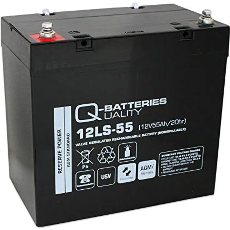 Q-Batteries 12LS-55 / 12V - 55Ah Blei Akku Standard-Typ AGM VRLA 10 Jahres Typ