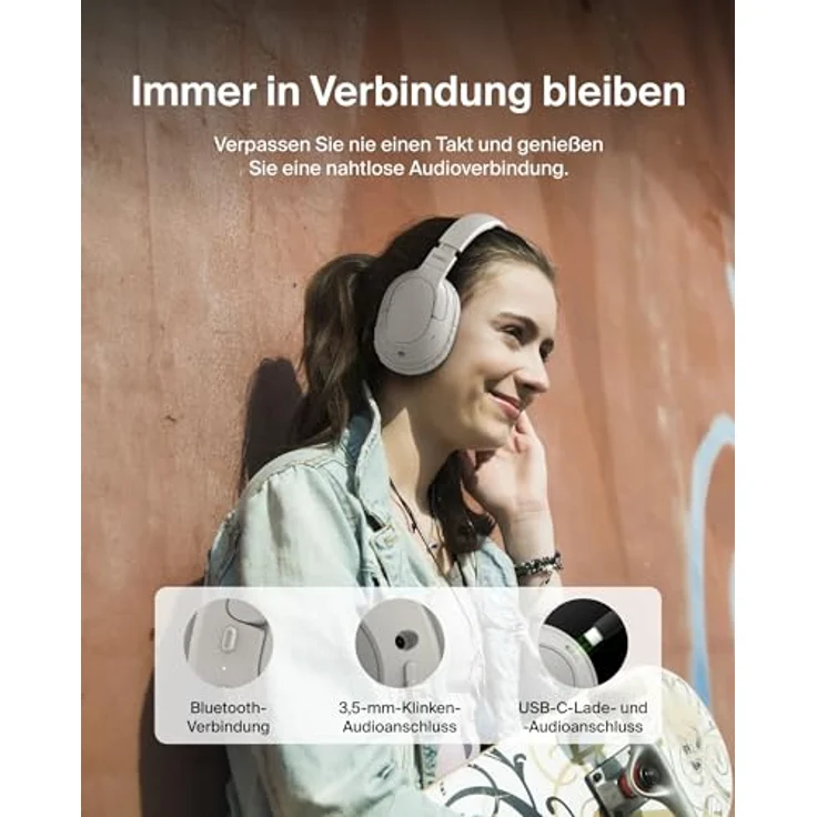 Belkin SoundForm Surround Kopfhörer Kabellos Bluetooth, Over-Ear Environmental Noise Cancelling Kopfhörer, 60 Std. Betrieb, weiche Hörmuscheln für iPhone, Galaxy, iPad – Sandfarben – Bild 5
